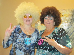 Bev Cody, left, of Lynnville and Susie Cronmiller of Walsingham dressed as “The Groovy Girls” for last year's Can You Dig It? Game Show Extravaganza at the Lighthouse Festival Theatre in Port Dover. The event was a fundraiser for the Norfolk Association for Community Living.   The duo took part in the Newlywed Game portion of the night and went home prize winners. (QMI Agency file photo)