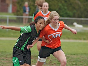 Expositor file photo

The Green Eagles this season will be counting on Lauren Dubois (left), shown in action against North Park last season.