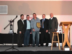 Whitecourt Wolverines Head Coach Joey Bouchard, MLA George VanderBurg, Wolverines owner/president Brent Stark, Woodlands County Mayor Jim Rennie and Whitecourt Mayor Trevor Thain at the Wolverines’ Annual Awards Banquet at St. Joseph Parish Hall on Saturday, April 20. See more on pages 28 and 34.
Johnna Ruocco | Whitecourt Star