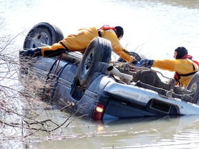 A 66-year-old Wallaceburg man died Monday morning after his pickup truck drove into a water-filled ditch just north of town. DAVID GOUGH/QMI Agency