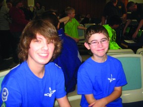 Youth bowlers Cole Johnston and Carter Lupkowski were among the many to receive awards at the youth bowling windup on Saturday night at Southport Lanes. (Submitted photo)