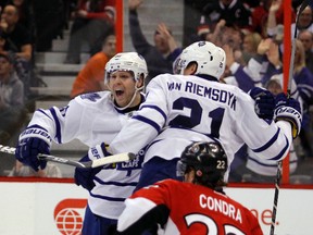 The Leafs' victory over the Ottawa Senators on Saturday night guaranteed Toronto its first post-season berth since 2004. (Darren Brown/QMI Agency)