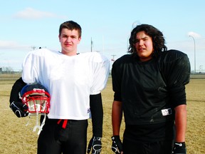 Northern Raiders football players Dawson Drewniak and Ethan Yellow Old Woman recently earned a spot on the south bantam all stars team. The duo will be competing in the Bantam Bowl over the May long weekend in Edmonton.