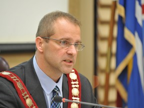 Brockville Mayor David Henderson speaks to city council's regular meeting Tuesday night. RONALD ZAJAC The Recorder and Times