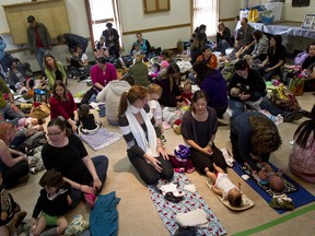 Around 47 families packed into Creekside Hall at the Canmore Senior's Centre Saturday to take part in the Great Cloth Diaper Change. Justin Parsons/ Canmore Leader/ QMI Agency