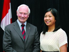 Mackenzie Community School student Pia Dimayuga represented her school at Tuesday’s National Volunteer Week event and met His Excellency the Right Honourable David Johnston, Governor General of Canada, who was in Pembroke to honour all volunteers.