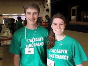Adair Sugrue, left and Samantha Peever were two of the students who helped put on Wednesday's environmental summit at Bayridge Secondary School. The participants rotated through a series of workshops on environmental topics.
Michael Lea The Whig-Standard