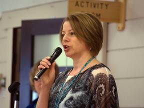 Noreen Shirtliff, director of health services for Portage and District General Hospital, addressed volunteering during a volunteer appreciation tea held at Lions Prairie Manor, Wednesday afternoon. (ROBIN DUDGEON/THE GRAPHIC/QMI AGENCY)