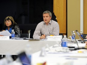 Stephane Thiffeault, board chair with Bluewater Health, speaks at a board of directors meeting in Petrolia, near Sarnia, Ont., Wednesday April 24, 2013. Bluewater Health has announced a small $23,000 projected surplus for last year's budget. TYLER KULA/ THE OBSERVER/ QMI AGENCY