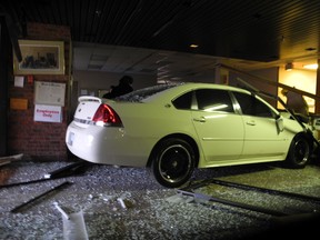 A car crashed through The Sault Star's front entrance on Thursday morning.