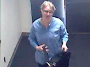 A woman impersonating a nurse whom police say entered Swedish Medical Center and attempted to steal pain medicine from the IV lines of two patients is seen in a still image taken from surveillance video taken in Seattle, Washington on April 17, 2013. (REUTERS/Seattle Police Department/Handout)