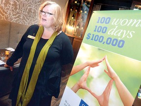 Campaign chair Kimberley Payne kicked off the 100 Women, 100 Days campaign for Habitat for Humanity Stratford-Perth with a large crowd on hand at Mercer Hall Wednesday. (SCOTT WISHART, Staff photographer)