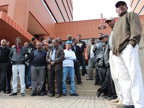 Employees of Sun Taxi and City Cabs at a 2012 protest of the vehicle-for-hire bylaw outside the Jubilee Centre in downtown Fort McMurray. JORDAN THOMPSON/TODAY FILE PHOTO