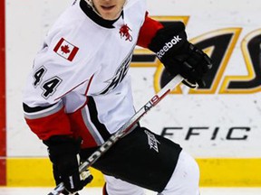 Photo courtesy Abbotsford Heat
Sexsmith’s Carter Rowney, shown here with the Abbotsford Heat.