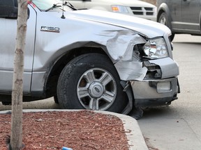 A Ford F150, and its driver, went on a crash course through the parking lot of Costco on Regent Avenue Thursday, April 25, 2013 at 6:30 p.m. No injuries were reported but several vehicles were harmed. (HOWARD WONG/Handout)