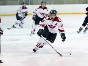 Timmins native Alicia Blomberg wraps up five years at the University of Ottawa where she played for the Gee-Gees womens' hockey team, skated in Red Bull Crashed Ice and was honoured with the President's Award. Blomberg is pictured here in a game versus the Carleton Ravens on Feb. 2, 2013