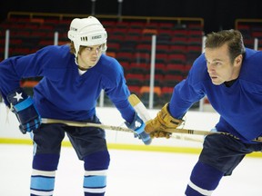 Andrew Herr (left) of Kingston, is playing Mark Howe in the television movie Mr. Hockey: The Gordie Howe Story. Playing Howe is actor Michael Shanks.
Submitted Photo