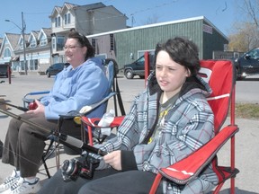 Chris Rayner (left) and her son Winston, 10, were on the Port Dover pier Saturday taking part in the town’s annual perch derby. It ends May 4. (DANIEL R. PEARCE Simcoe Reformer)