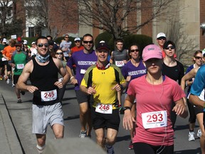 More than 200 runners take part in the Limestone Race Weekend 5K and half marathon in Kingston on Sunday morning. 
Danielle VandenBrink/The Whig-Standard