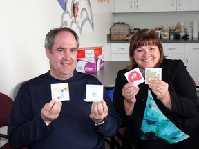 Head librarian Richard Bangma and McDonald’s Whitecourt owner Linda Mangnall show some of the annikins that will be included with every happy meal from May 4 to May 11, while supplies last, which will connect Canadian Children’s Book Week and McHappy Day.
Johnna Ruocco | Whitecourt Star