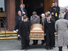 A funeral service was held on Monday, April 29, 2013 in Azilda, ON. for Homer Seguin, a health and safety activist and occupational disease specialist with the United Steelworkers. See video at www.thesudburystar.com JOHN LAPPA/THE SUDBURY STAR/QMI AGENCY