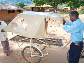 Members of Saint James Anglican Church in Ingersoll raised $600 to purchase a bicycle ambulance; like the one seen above; for expecting mothers in Mozambique.; Submitted photo: Simon Chambers/ PWRDF