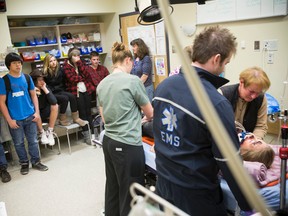 Our Lady of the Snows students took part in the annual P.A.R.T.Y. program at Canmore General Hospital on Monday, April 29, 2013. The program is designed to use realistic scenarios to educate kids on the consequences of drunk driving. Justin Parsons/ Canmore Leader/ QMI Agency