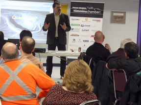 Goldcorp's Porcupine Gold Mines (PGM) general manager Marc Lauzier was the guest speaker at a well-attended luncheon organized by the Timmins Chamber of Commerce on Tuesday morning for francophone entrepreneurs and residents. Lauzier spoke about PGM's various mining operations, updated the Hollinger open pit project, and answered questions from the public in attendance.