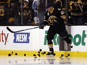 Shawn Thornton #22 of the Boston Bruins takes at the TD Garden on April 20, 2013 in Boston, Massachusetts. (Alex Trautwig/Getty Images/AFP)