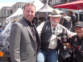 Frank Bilodeau, Garry Janz and Dennis Jackson helped organize this year's Motorcycle Ride for Dad. The ride aims to raise $500,000 to research a cure for prostate cancer. The event is held Saturday, June 1 with more than 2,500 bikers cruising across Ottawa for charity.    
MIKE AUBRY/OTTAWA SUN/QMI AGENCY