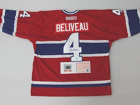 An autographed Jean Beliveau jersey is just one of the prized pieces of sports memorabilia available in the silent auction.