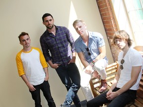Members of Kingsfoil, inlcuding, from left,  drummer Frankie Muniz, bassist Tim Warren, vocalist Jordan Davis and guitarist and keyboardist Tristan Martin, were in Kingston for a show Wednesday at The Mansion. (Elliot Ferguson The Whig-Standard)