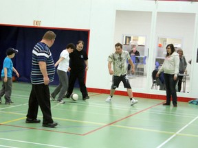 Fort McMurray participants in Special Olympics Alberta kicked off their spring season with a soccer session at MacIsland. TREVOR HOWLETT/TODAY STAFF