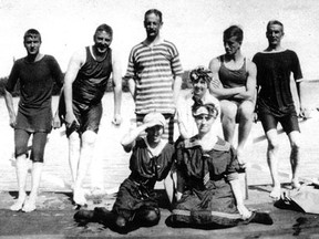 A lake scene depicting bathing costumes of the day, circa 1900.
FROM THE COLLECTION OF THE LAKE OF THE WOODS MUSEUM