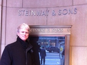 Brian Finley, Westben's Artistic & Managing Director stands outside of Steinway & Sons in New York City last year. This is where the new refurbished Westben Steinway would have lived while being chosen and taken to various New York Concert Halls by visiting professional pianists.