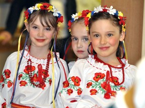 The Vesna Ukrainian dancers brought some "spring" to the Douglas Campbell Lodge on a snowy and blowing Tuesday. The word "Vesna" means spring. Here the junior dancers watch as the senior girls perform. (CLARISE KLASSEN/PORTAGE DAILY GRAPHIC/QMI AGENCY)