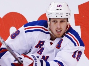 Marc Staal doesn't know when -- or it -- he will make his return to the Rangers lineup during the playoffs. (Errol McGihon/QMI Agency)
