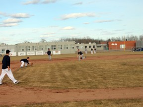 The Midget Oil Giants had their first practice at Ron Morgan Park Thursday evening. The Midget Oil Giants will host Calgary in their home opener Saturday.  TREVOR HOWLETT/TODAY STAFF