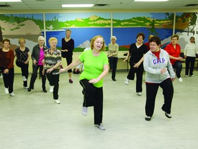 In this file photo, Suzette Gauthier, middle, leads an exercise class at Centre de sante communautaire du Grand Sudbury. 
JOHN LAPPA/The Sudbury Star