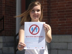 Carly Lindsay, a student at Queen’s University, has launched a campaign to bring awareness to inflammatory bowel disease and more access to washroom facilities for those affected. (Danielle VandenBrink The Whig-Standard)