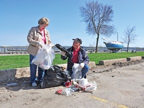 RYAN PAULSEN ryan.paulsen@sunmedia.ca

Marian Patterson and Pembroke Mayor Ed Jacyno take part in clean-up efforts along the city's waterfront on Saturday morning, organized by the local Communities in Bloom committee. For more community photos please visit our website photo gallery at www.thedailyobserver.ca.