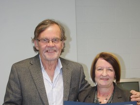 Marc Roberts of Oxford/Elgin Child and Youth Centre, with Joanne Johnston of Children's Mental Health Ontario. The agency received official accreditation from the organization on Monday. HEATHER RIVERS/WOODSTOCK SENTINEL-REVIEW