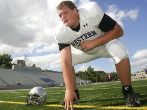 QMI File Photo
Teeterville's Shane Bergman, an offensive lineman for the Western Mustangs, was picked in the sixth round of the CFL draft by the Calgary Stampeders.