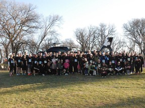 Runners, volunteers and their families from the Northwestern Ontario Regions OPP gather for a photo at the 2013 Winnipeg City Police Half Marathon and Two Person Relay on Sunday, May 5.
HANDOUT PHOTO