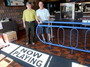 Joe and Carm Donato stand in the lobby of Centre Theatre Monday morning. The brothers are completing some upgrades and renovations to the theatre and are holding a customer appreciation event May 24. Emily Mountney Trentonian