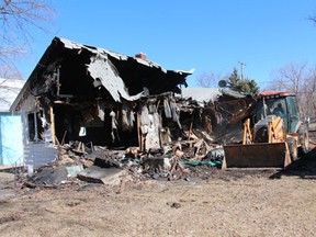 The remains of the home at 210, Crawford Ave West, which has been hit by fires three times in the past 14 months, has been torn down.