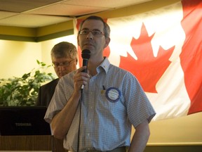 Doug Pedden and Craig Bennet presented to their fellow Rotarians during Tuesday's meeting where they discussed changes to funding formulas of the Rotary Foundation which will allow districts to better decide where funds will be spent. (ROBIN DUDGEON/THE GRAPHIC/QMI AGENCY)