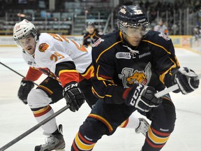 Barrie Colts forward Andreas Athanasiou has scored in all three games so far against his former team in the Ontario Hockey League championship series. (Mark Wanzel, QMI Agency)
