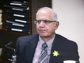 Former Elliot Lake mayor George Farkouh testifies during Day 38 of the Elliot Lake Inquiry.
Photo by DAVID BRIGGS/FOR THE STANDARD