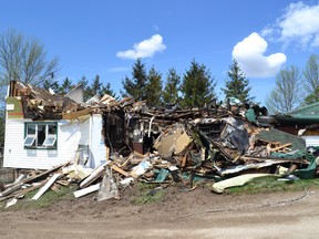 The home of brothers Dennis and Doug Johnston, just west of Holyrood was destroyed by fire on the evening of May 7.